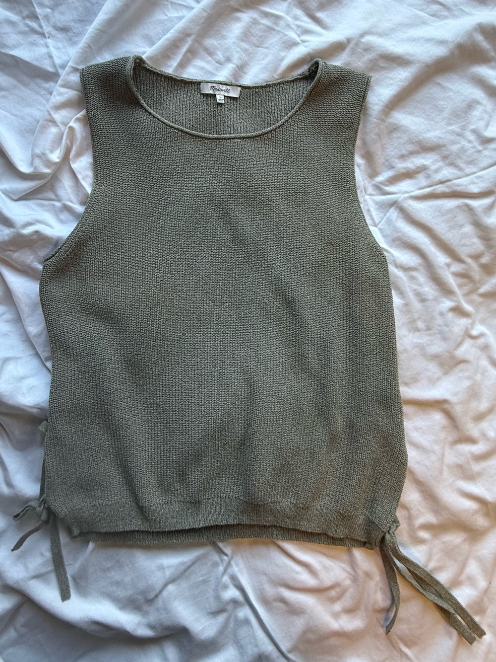 Madewell Olive Knit Tank with Side Ties